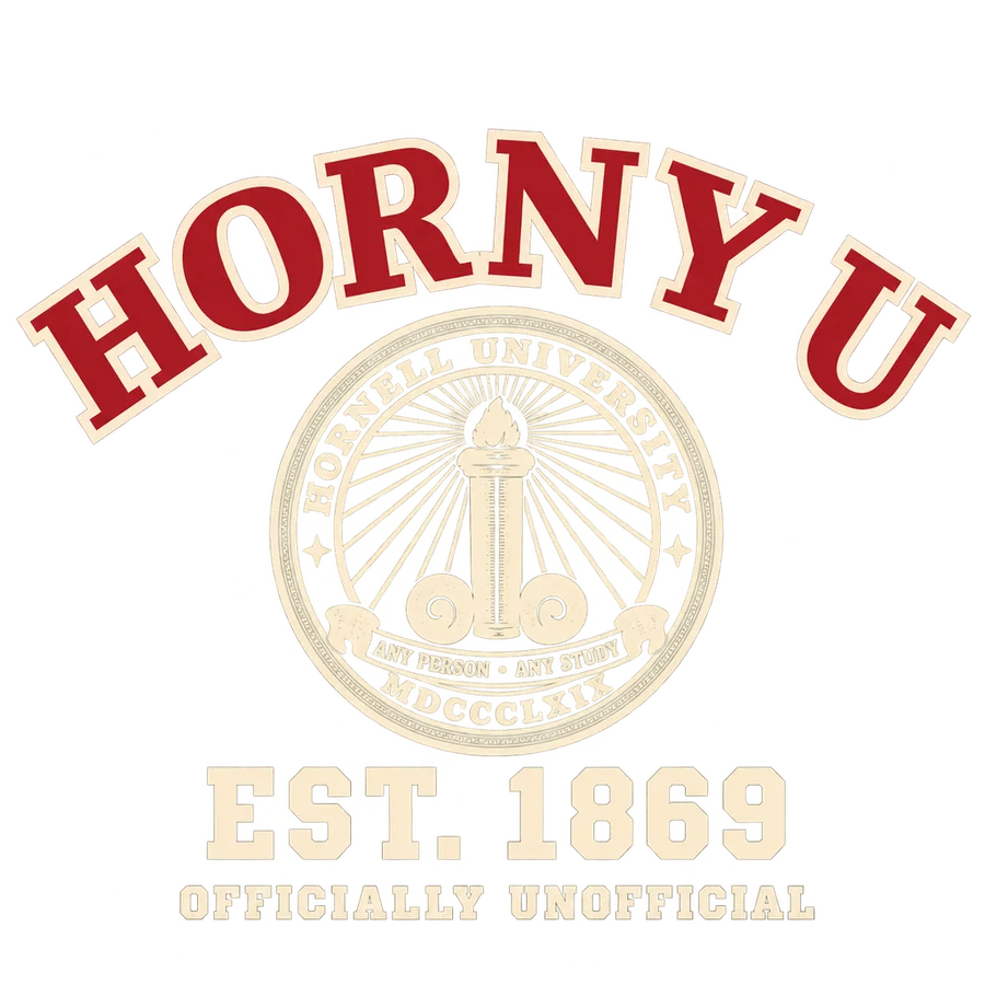 The bootleg HORNY U hoodie print